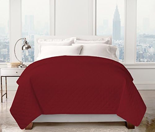 Regal Home Collections Solid Christmas Colored Diamond Embossed Quilt - Assorted Colors (Cranberry)