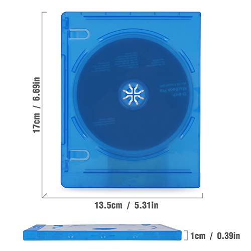 COOFIT Bluray Case Double 10 Pieces CD/DVD Jewel Cases Empty Standard Blue Replacement Boxes/Cases for Blu-Ray Disc