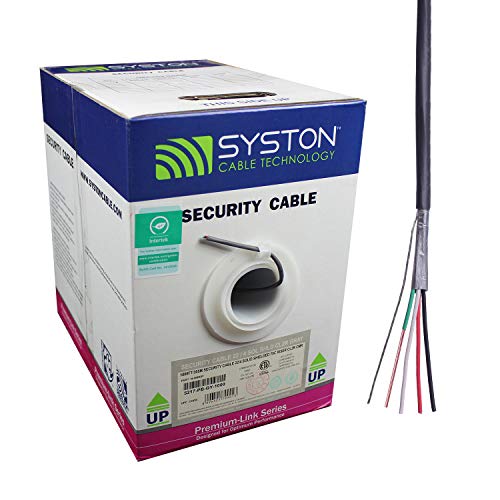 22/4 22 AWG 4 Solid Pure Copper Conductors Shielded Security Control Alarm Cable, UL/ETL CMR/CL3R Gray 1000ft Box