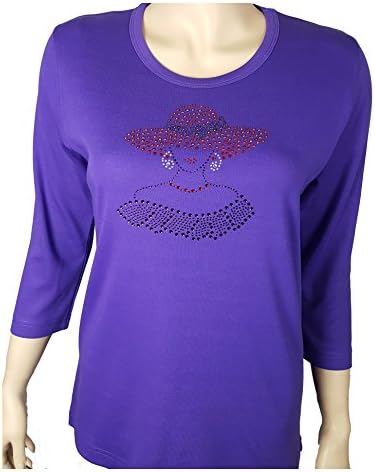 Upscale St Nick Red Hat Society Sophisticated Lady Bling Rhinestone Purple Shirt with Scoop Neck (3X)