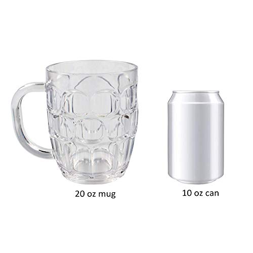 Plastic Beer Mugs, 20 oz Dimple Stein German Beer Mug, Dimpled Beer Tankards with Large Handle