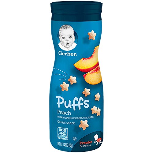 Gerber Graduates Puffs Cereal Snack, Peach, 1.48 Ounce
