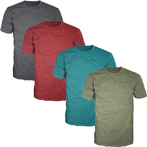 FSD Basic Plain Crewneck Heather T-Shirts for Men (Value Pack of 4)