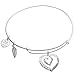 Qina C Sterling Silver Mother Daughter Forever Love Heart Leaf Dangle Charm Family Adjustable Wire Bangle Bracelet