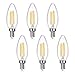 Candelabra LED Filament Bulbs 40W Equivalent, 3000K Soft White Chandelier B11 LED Bulb E12 Base Decorative Candle Light Bulb, Pack of 6