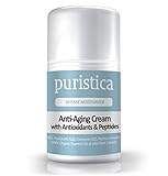 Anti-Aging Cream to Restore Skin Elasticity, Texture & Brighten Tone - 98% Natural, 40% Organic - Vitamin C, B5, Hyaluronic Acid, ALA, AHA, CoQ10, Peptides - Puristica 1.7 Oz
