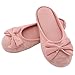 HomeTop Women’s Cozy Cashmere Cotton Closed Toe House Slippers With Cute Bow Accent (Medium/7-8 B(M) US, Pink)