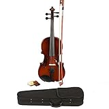 OlymStore ® 1/4 Size Ebony Acoustic Violin with Case ,Bow, Rosin Natural for Kids