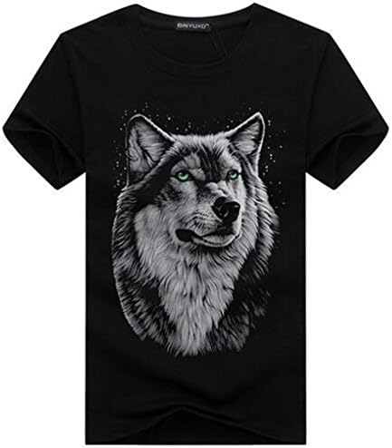 lokp Cotton 3D T Shirt Men New Summer New arrvial 3D Funny Wolf Man's T-Shirt Extended Plus Size 5XL Black XXXL