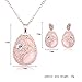 OUFO Jewelry Sets for Women Girls Crystal Rose Gold Plated Necklace and Earrings Square Pink Pendant Vintage Wedding Dressy Necklaces Set