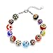 Chuvora Venetian Murano Glass Sphere Multi-Colored Millefiori Flower Bracelet