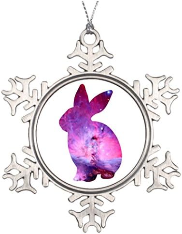 Tree Branch Decoration Pink Space Bunny Rabbit Photo Christmas Snowflake Ornament Rabbit