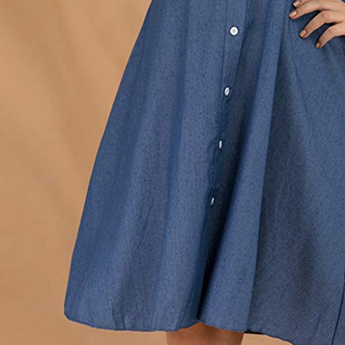 CCatyam Plus Size Dresses for Women, Skirt Off Shoulder Solid Button Sexy Casual Party Fashion Blue