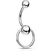 Pierced Owl 14GA 316L Stainless Steel Faux Captive Bead Ring Style Belly Button Ring