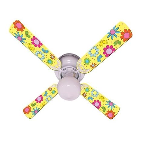 Ceiling Fan Designers Ceiling Fan Flower Power Butterflies Yellow