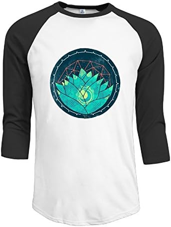 Lotus Geometry Men's Plain Raglan T Shirt 3/4 Sleeve Black