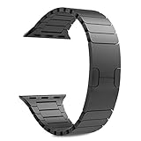 MoKo Apple Watch Band, Stainless Steel Replacement Smart Watch Band Link Bracelet with Double Button Folding Clasp for 42mm All Models – Black (Not Fit iWatch 38mm Version 2015)