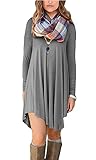 MOLERANI Women's Long Sleeve Casual Loose T-Shirt Dress (XL, Gray)