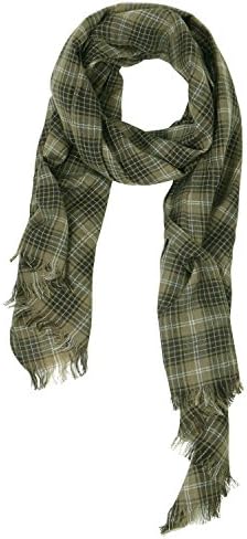 ililily Women Plaid Pattern Thin Neck Warmer Lightweight Acrylic Long Scarf , Brown