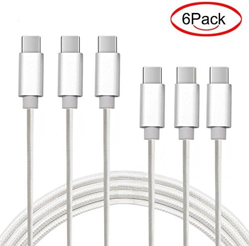 KENO USB Type C Cable,USB C to USB 2.0 Nylon Braided Cord Fast Charger with Reversible Connector for Huawei P9/P9 Plus,SAMSUNG GALAXY S8,HTC 10,Type C USB Devices,White?3.3ft,6 pack)