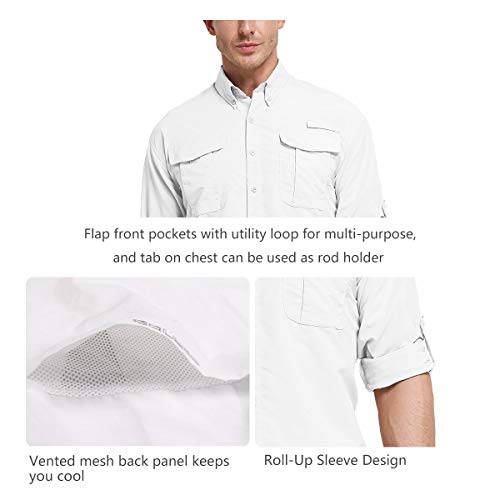 image for BALEAF Men's UPF 50+ Hiking Shirt Long Sleeve Shirt Outdoor Lightweigh