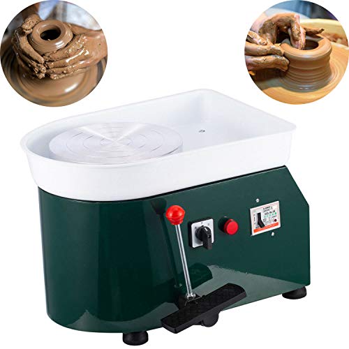 Cozyel Pottery Wheel 25cm Pottery Forming Machine 110V 250W Electric Pottery Wheel DIY Clay Tool with Tray for Ceramic Work Ceramics Clay (Green) - Thumbnail 7