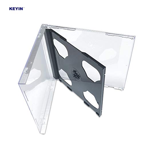 KEYIN Standard Black Double CD Jewel Cases - Premium, 25 Pack