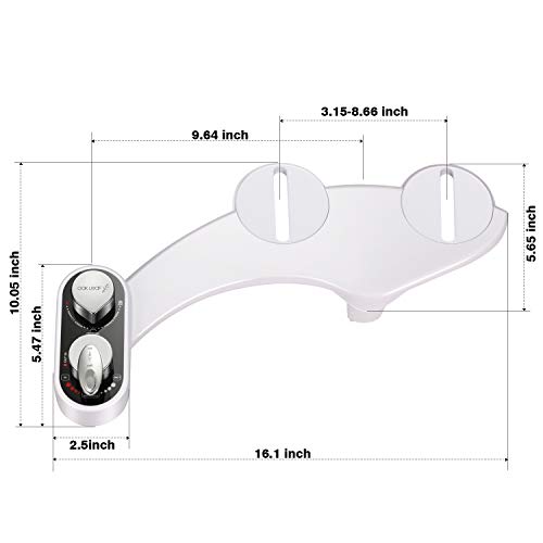 Oak Leaf Bidet Toilet Seat Attachment, Hold and Cold Bidet Sprayer Fresh Water Non-Electric Mechanical Bidet for Toilet with 2 Self Cleaning Nozzles