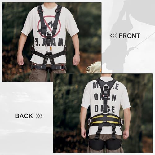 SOB Climbing Harness with Full Body Secure, Removable Waist Belt, Adjustable Safety Belt for Mountaineering, Climbing, Abseiling