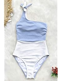 Cupshe traje de baño de una pieza con lazo al hombro para mujer, color naranja