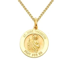 Amazon.com: GM Fine Jewelry 14k Yellow Gold Religious Saint Jude ...