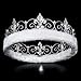 DcZeRong Adult Men Crowns Birthday Costume Prom King Crown Silver Rhinestone Crown Full Tiara Crown