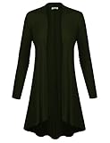 BIADANI Women Long Sleeve Classic Lightweight Open Front Jersey Cardigan Olive XXX-Large
