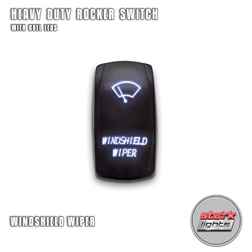 WINDSHIELD WIPER - White - STARK 5-PIN Laser Etched LED Rocker Switch Dual Light - 20A 12V ON/OFF