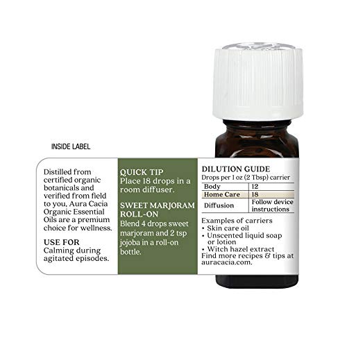 Aura Cacia Certified Organic Pure Sweet Marjoram Essential Oil | 0.25 fl. oz. | Origanum majorana