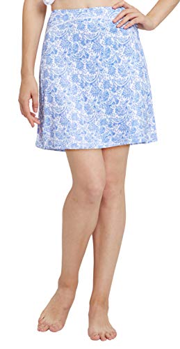 slimour Women Print Golf Skirt Travel Skirts with Pockets Swim Skirt High Waist with Shorts Blue Iris L - Thumbnail 6