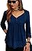Angashion Women's Flare Sleeve Lace Splice Loose Trim Casual Blouse T-shirt Tops (US 14/Tag 4XL, Navy Blue)