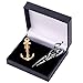 2pc Metal Alloy Mens Fashion Tie Clips Pins and Necktie Bar Silver Gold Tone Set for Skinny Neckties with Gift Box