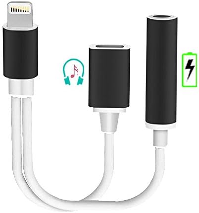 iphone 7 Lightning Adapter 2 In 1 Headphone Jack Adapter Charger Cable Lightning For iphone 6 6s 7 7 plus [black] Support IOS 10.3