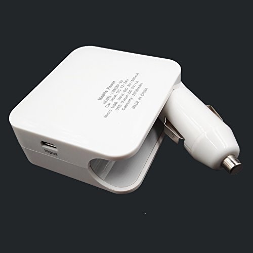 ZMD DUAL USB CAR Charger with 2 USB PORT Car Charger with Foldable Home Wall Charger and Built in 1800mAh External Battery Pack Portable Cell Phone Charger FOR IPHONE 6 IPAD SAMSUNG LG HTC (WHITE)