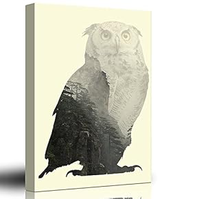 Double Exposure Graphic of an Owl and Mountains from a Bird