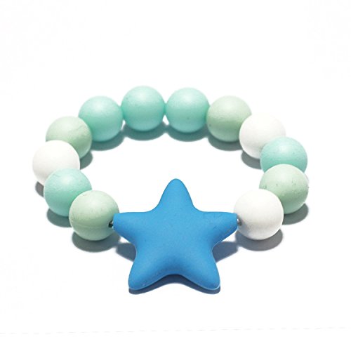 Silicone Teething Bracelet Teether Toys，Star Ring for Baby to Chew，BPA-Free Chew Beads - Stylish &amp; Natural