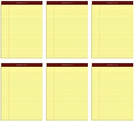 Tops 8.5 x 11 Legal Pads, 6 Pack, Premium Docket Gold Brand, Narrow Ruled, Thick Yellow Paper, Sturdy Back, 50 Sheets, Made in USA (63941) (Pack of 6) Image