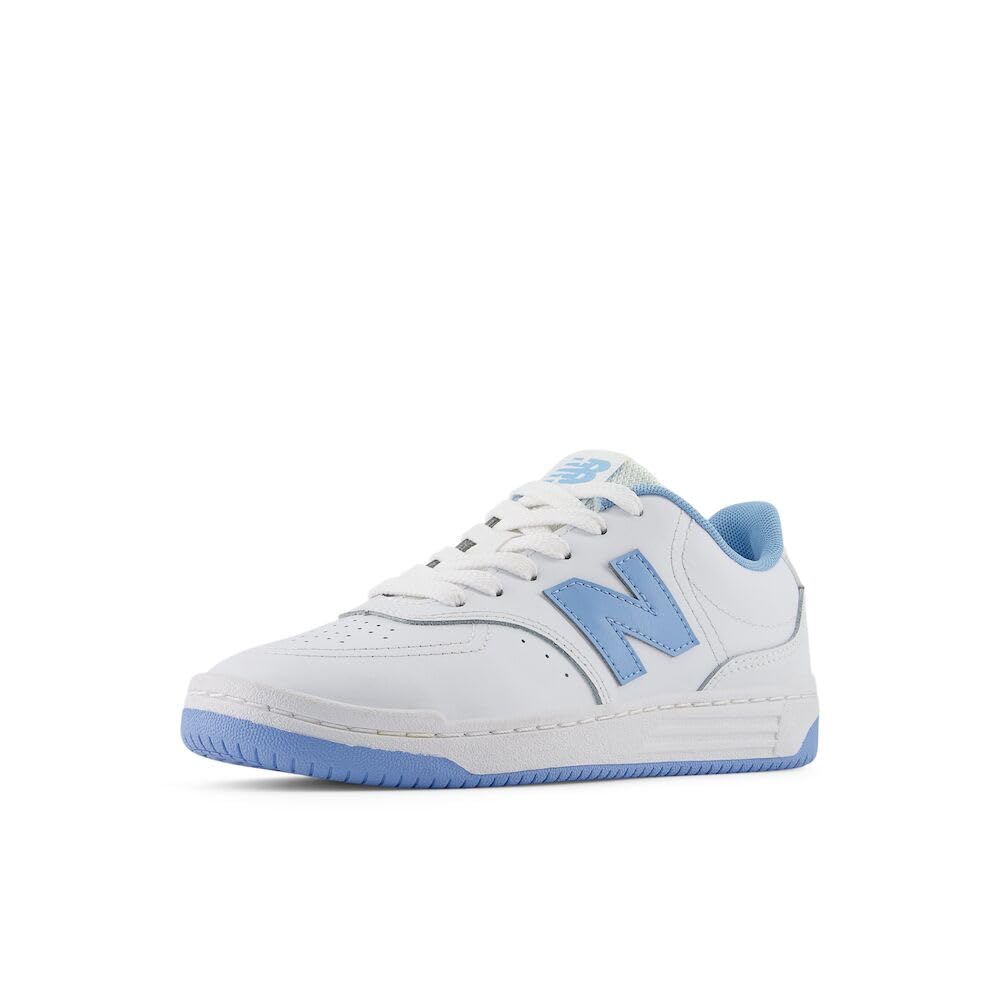 View 1 of ** DIRTY **New Balance BB80 V1 Lace-Up Sneaker, White/Blue Haze, 2 Wide US Unisex Little_Kid