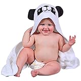 Hooded Baby Towel and Washcloth - Soft and Snuggly to Keep Your Child Warm - Made from Fast Drying Bamboo - Adorable Extra Large Towels with Hood for Newborns, Infants, Kids - Includes Laundry Bag