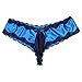 FEESHOW Men's Lace Bikini Briefs Sissy Pouch Underwear Hipster Crossdress Panties Blue Medium (Waistline 29.0-34.0