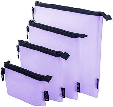 Sladar Pencil Bags Pen Holders School College Office Supplies Students Stationery File Organizers Makeup Cosmetic Travel Pouches Toiletry Packing Storage Set of 4 Cute Light Purple
