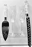 Deer Heart Engraved Wedding Cake Knife Set