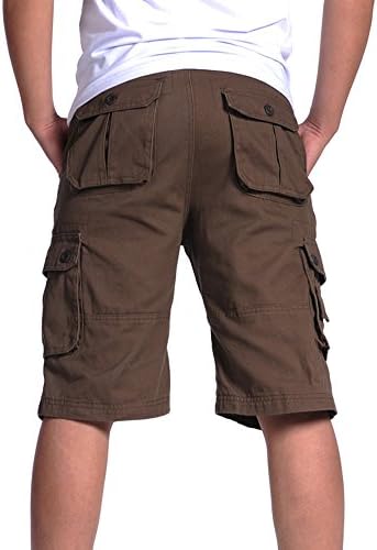 Men's pure cotton loose short cargo pants Coffee34