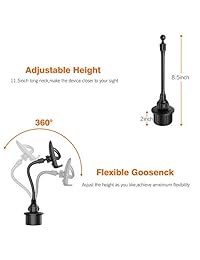 Soporte para teléfono con soporte para taza, soporte ajustable para teléfono con cuello de cisne y soporte giratorio de 360 ??° para iPhone Xs X 8 7 Plus 6 Samsung Note 9 8 Galaxy S9 S9 S8, GPS y la mayoría de los teléfonos inteligentes.